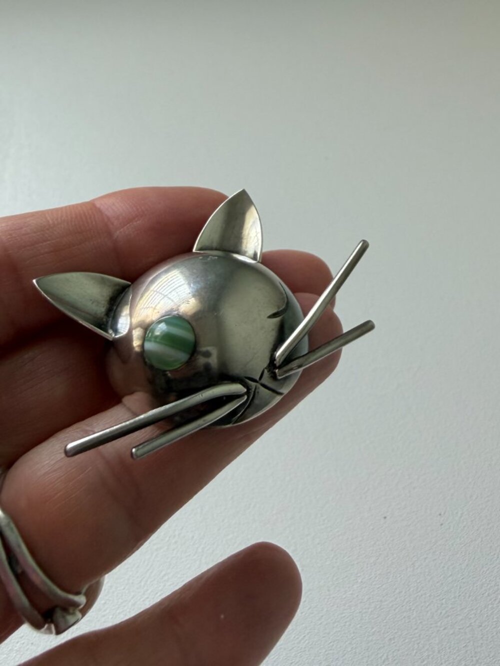 JoPol for Georg Jensen~Sterling Silver~Winking Cat Pin - Picture 4 of 6
